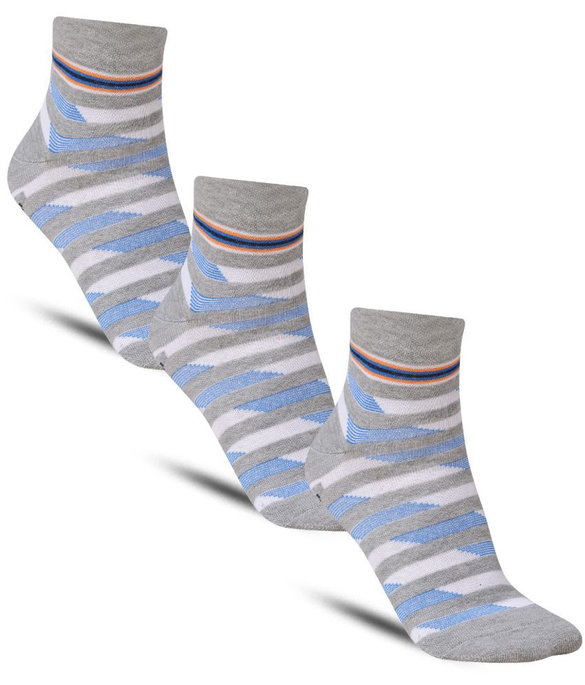     			Dollar - Cotton Men's Striped Light Grey Ankle Length Socks ( Pack of 3 )