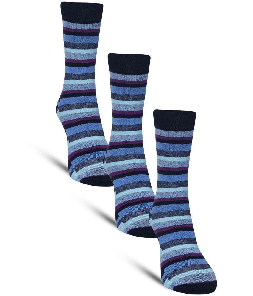     			Dollar - Cotton Men's Striped Blue Full Length Socks ( Pack of 3 )