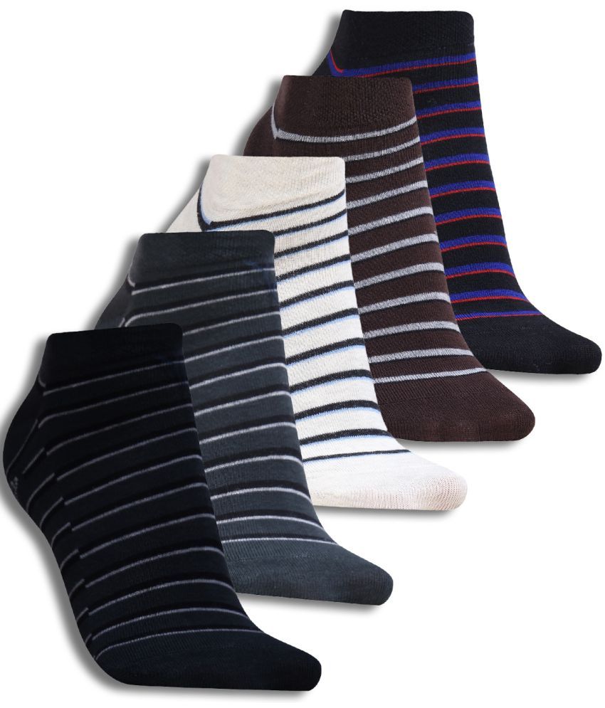     			Dollar - Cotton Men's Striped Multicolor Low Ankle Socks ( Pack of 5 )