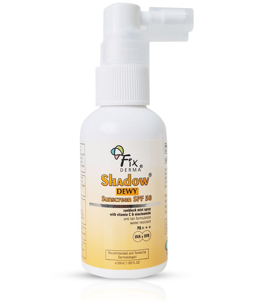     			Fixderma Shadow Dewy Sunscreen SPF 50 Spray with Vitamin C, SPF 50, UVA & UVB Protection, 50 ml
