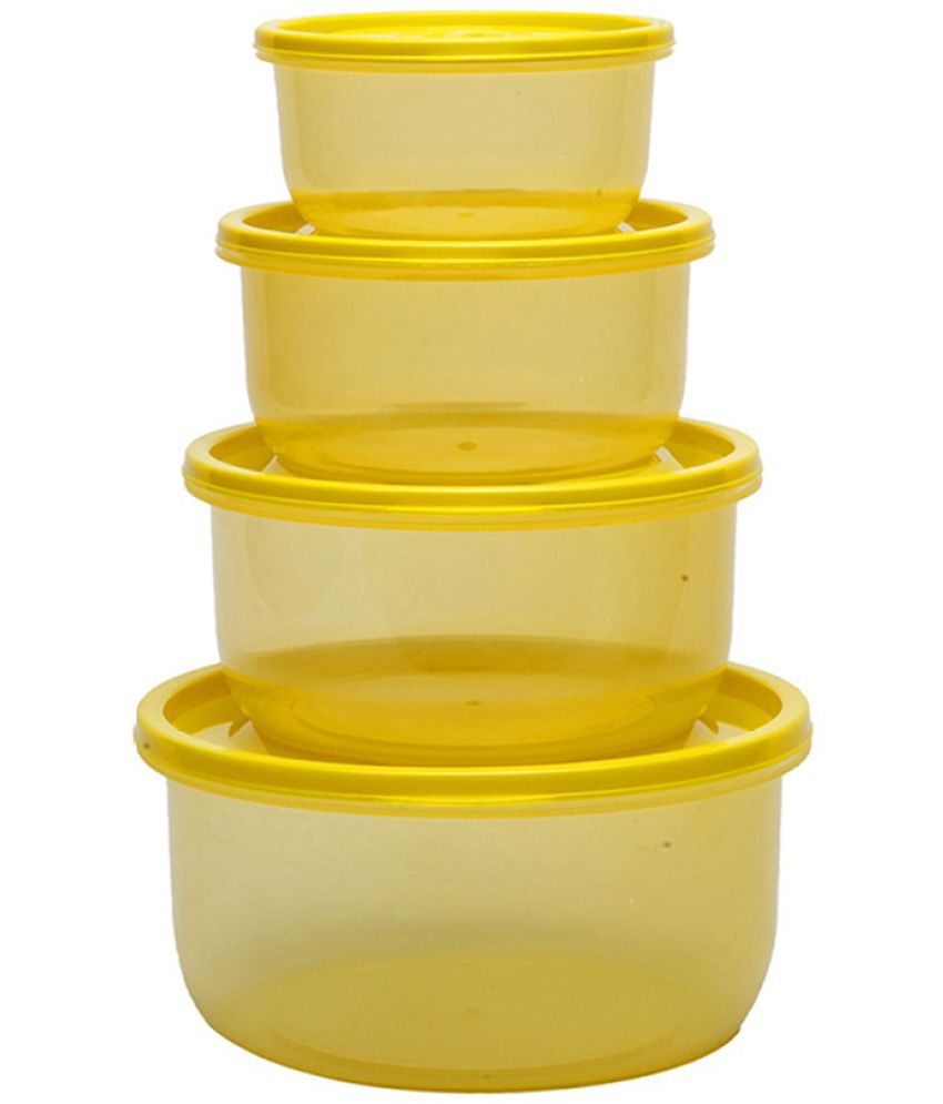     			HOMETALES Polyproplene Yellow Food Container ( Set of 4 )