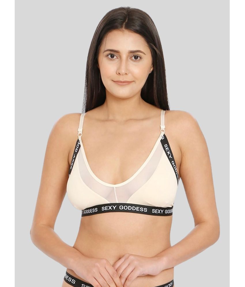     			ILRASO Nylon Removable Padding Women's Bralette Bra ( Beige )