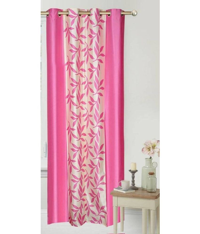     			N2C Home Floral Semi-Transparent Eyelet Curtain 9 ft ( Pack of 1 ) - Pink