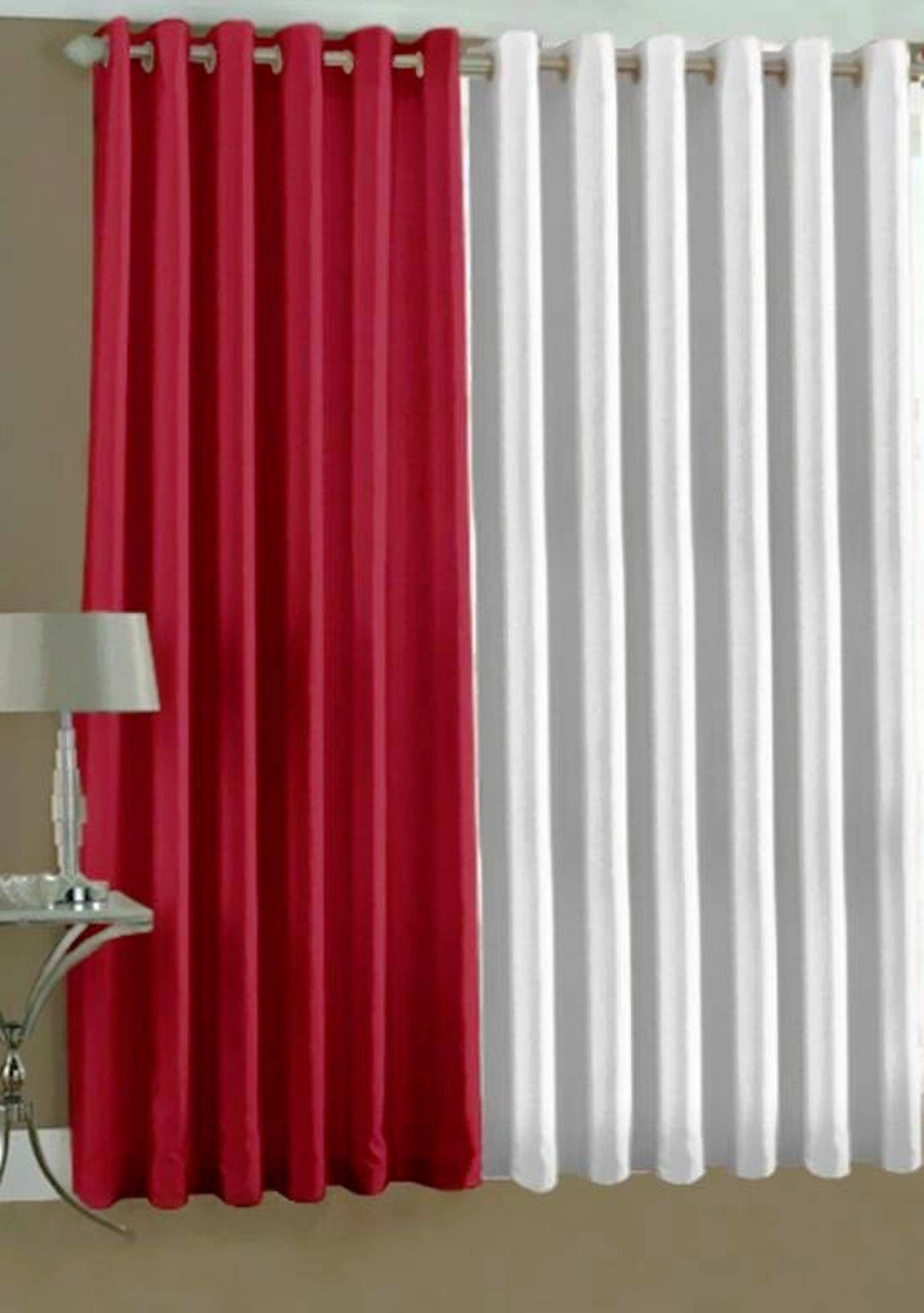     			N2C Home Solid Semi-Transparent Eyelet Curtain 7 ft ( Pack of 2 ) - Multicolor