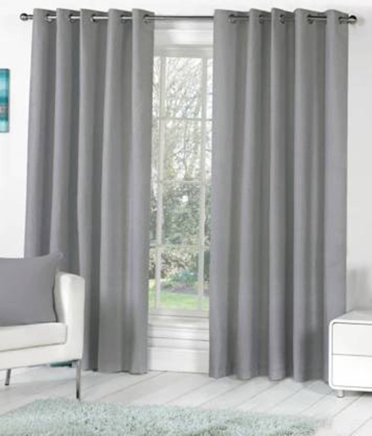     			N2C Home Solid Semi-Transparent Eyelet Curtain 9 ft ( Pack of 2 ) - Dark Grey