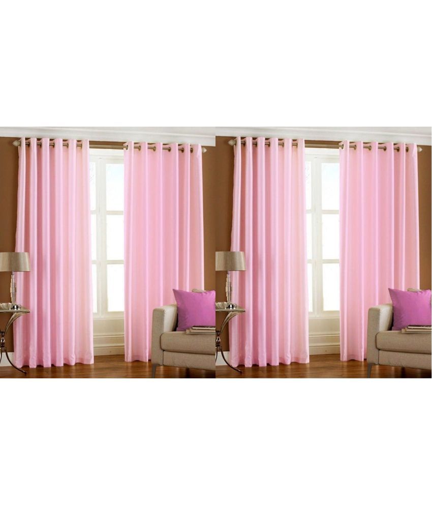     			N2C Home Solid Semi-Transparent Eyelet Curtain 5 ft ( Pack of 4 ) - Pink