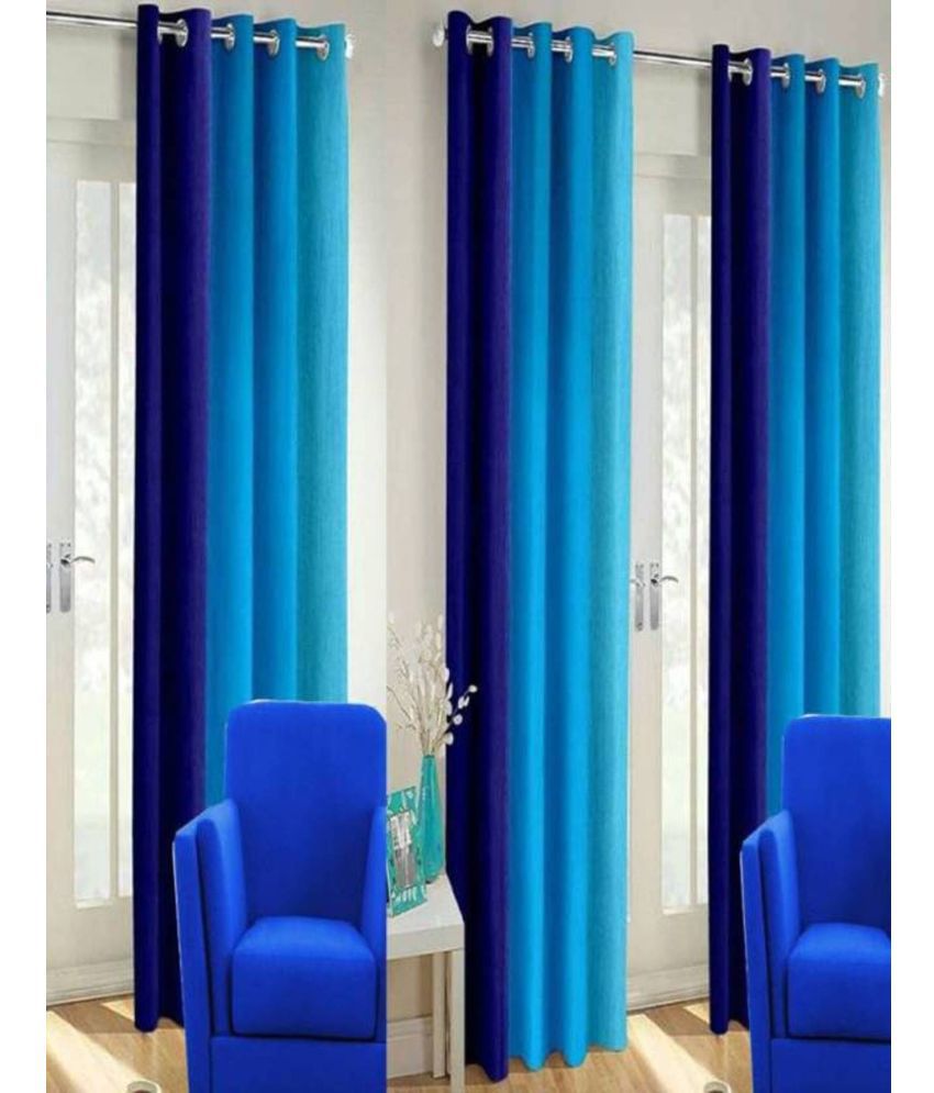    			N2C Home Solid Semi-Transparent Eyelet Curtain 5 ft ( Pack of 3 ) - Blue