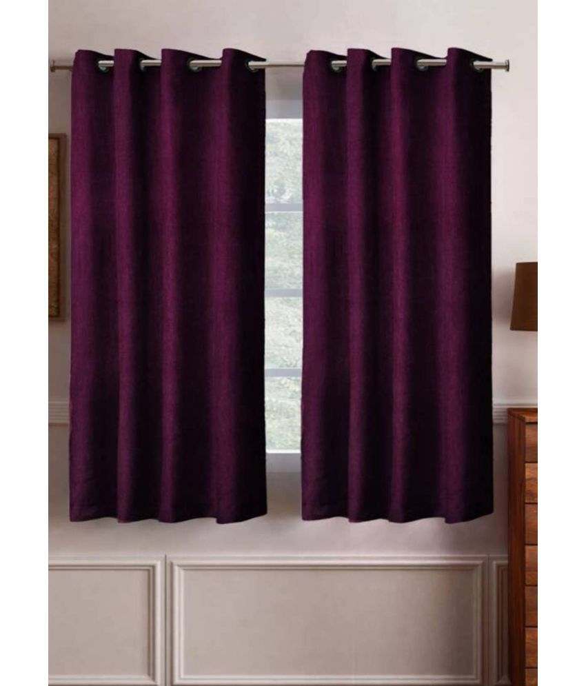     			N2C Home Solid Semi-Transparent Eyelet Curtain 5 ft ( Pack of 2 ) - Wine