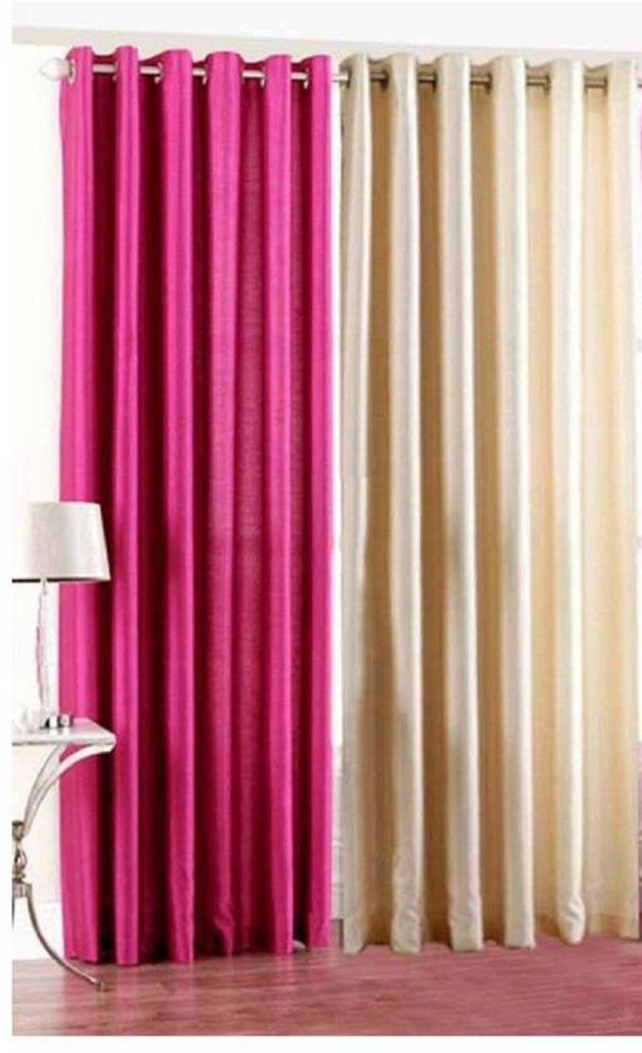     			N2C Home Solid Semi-Transparent Eyelet Curtain 5 ft ( Pack of 2 ) - Multicolor