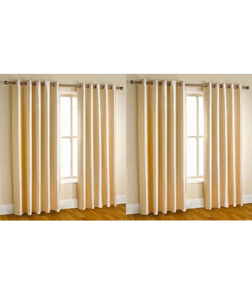     			N2C Home Solid Semi-Transparent Eyelet Curtain 7 ft ( Pack of 4 ) - Cream