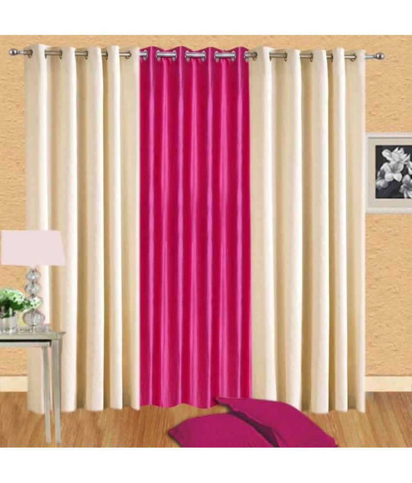    			N2C Home Solid Semi-Transparent Eyelet Curtain 7 ft ( Pack of 3 ) - Multicolor