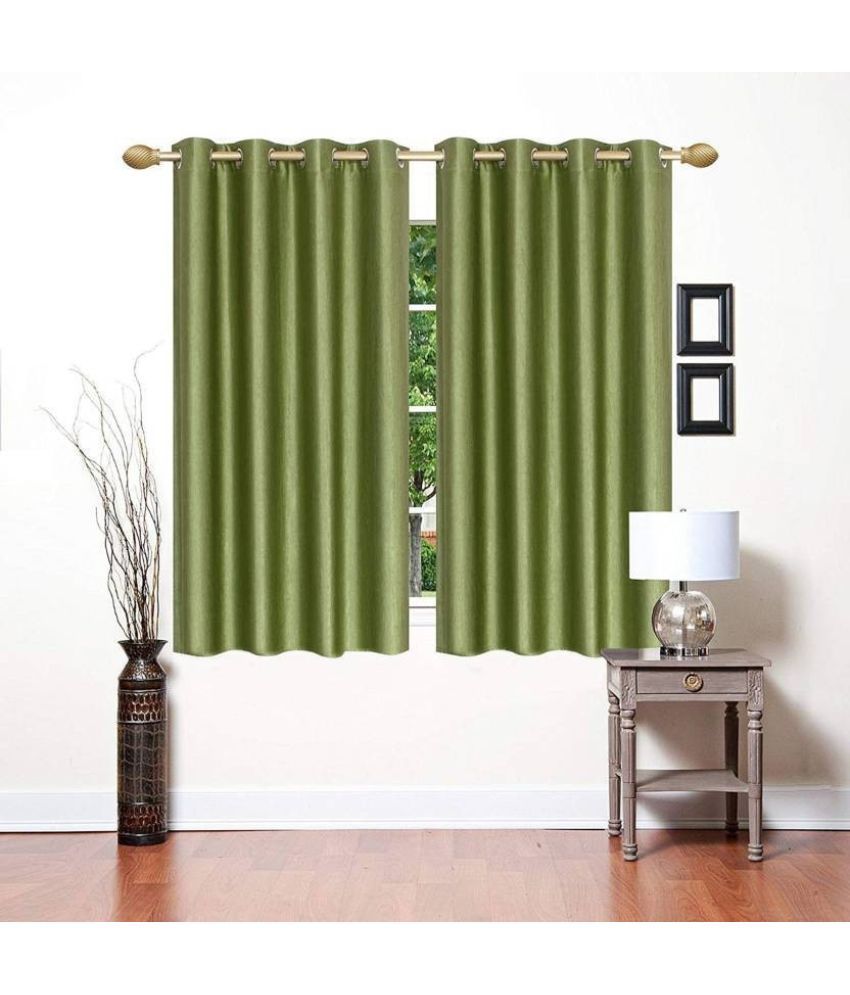     			N2C Home Solid Semi-Transparent Eyelet Curtain 5 ft ( Pack of 2 ) - Green