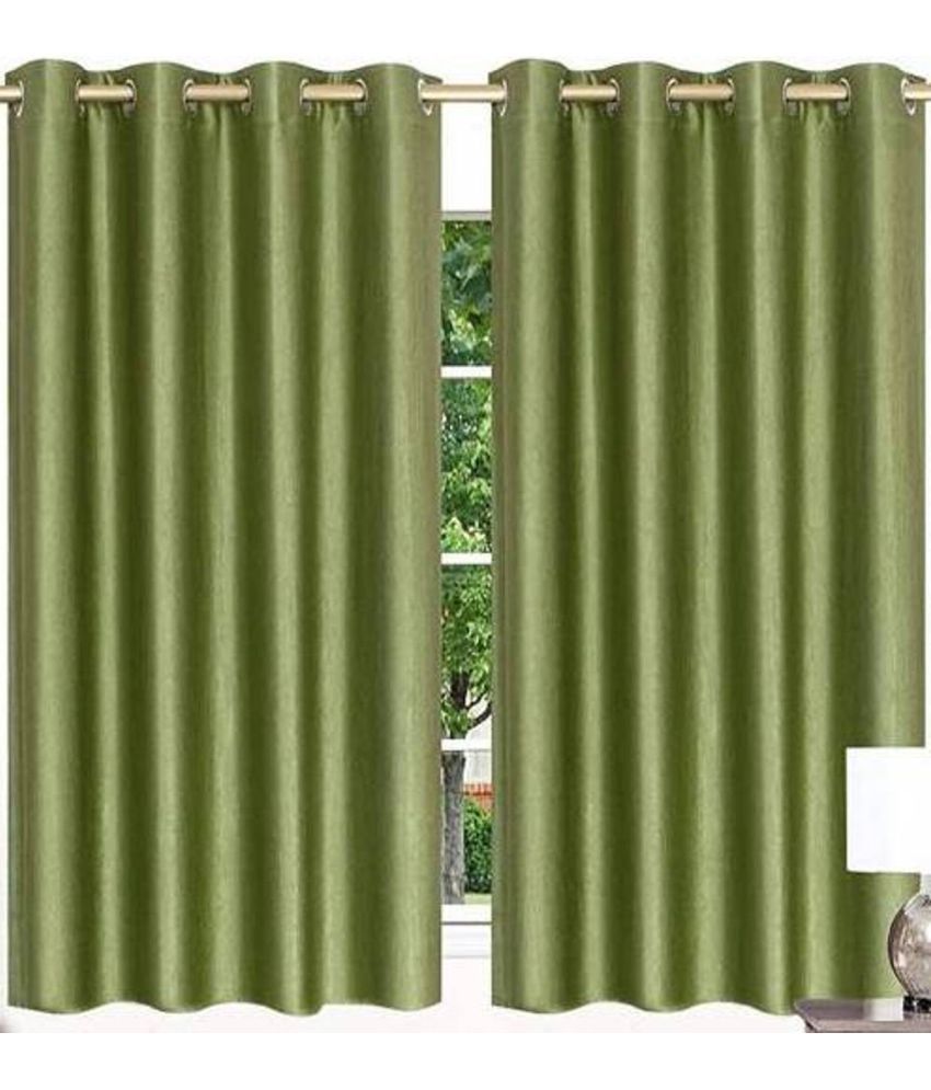     			N2C Home Solid Semi-Transparent Eyelet Curtain 5 ft ( Pack of 2 ) - Green