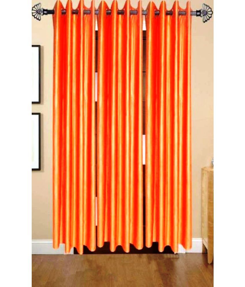     			N2C Home Solid Semi-Transparent Eyelet Curtain 9 ft ( Pack of 3 ) - Orange