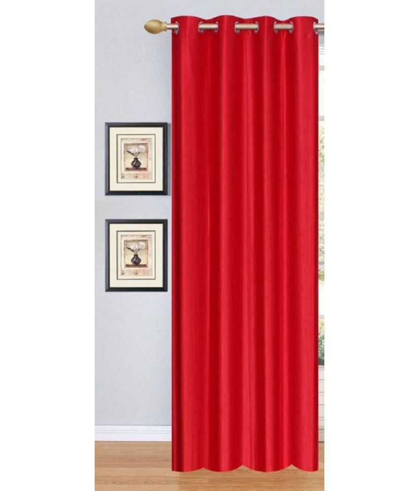     			N2C Home Solid Semi-Transparent Eyelet Curtain 7 ft ( Pack of 1 ) - Red