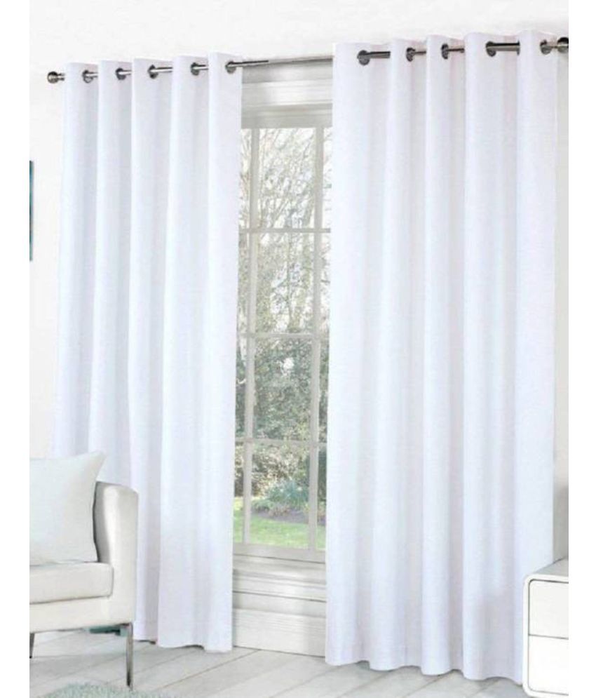     			N2C Home Solid Semi-Transparent Eyelet Curtain 7 ft ( Pack of 2 ) - White