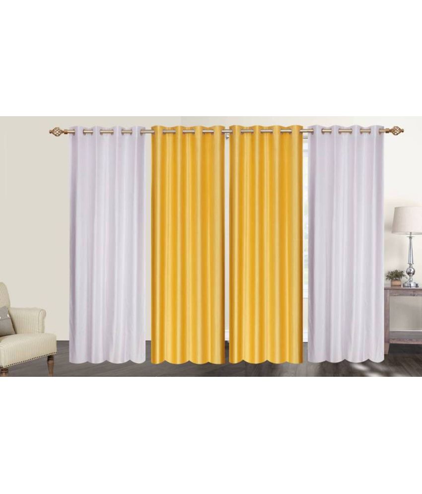     			N2C Home Solid Semi-Transparent Eyelet Curtain 5 ft ( Pack of 4 ) - Multicolor