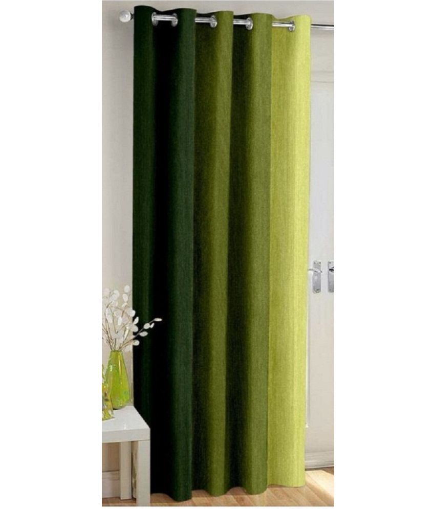     			N2C Home Vertical Striped Semi-Transparent Eyelet Curtain 5 ft ( Pack of 1 ) - Green
