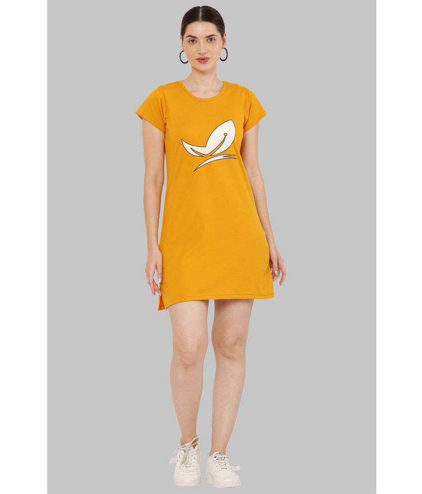     			PREEGO - Yellow Cotton Blend Women's Nightwear Night T-Shirt ( Pack of 1 )