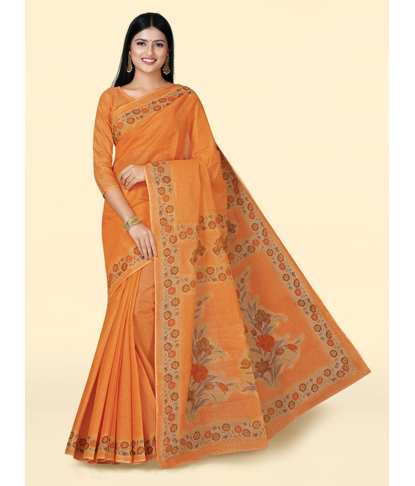     			SHANVIKA Cotton Printed Saree With Blouse Piece - Orange ( Pack of 1 )