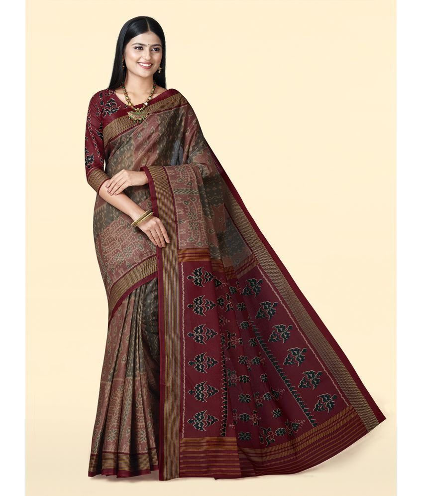     			SHANVIKA Cotton Printed Saree With Blouse Piece - Brown ( Pack of 1 )