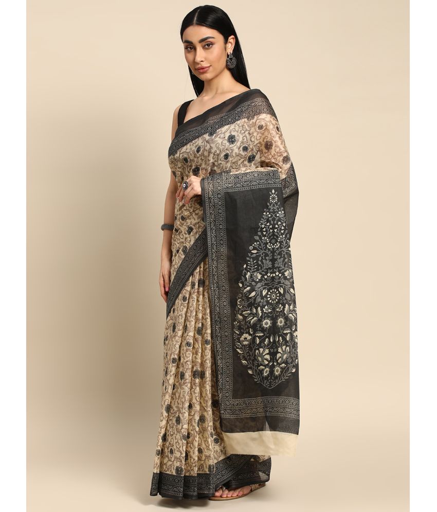     			SHANVIKA Cotton Printed Saree Without Blouse Piece - Beige ( Pack of 1 )