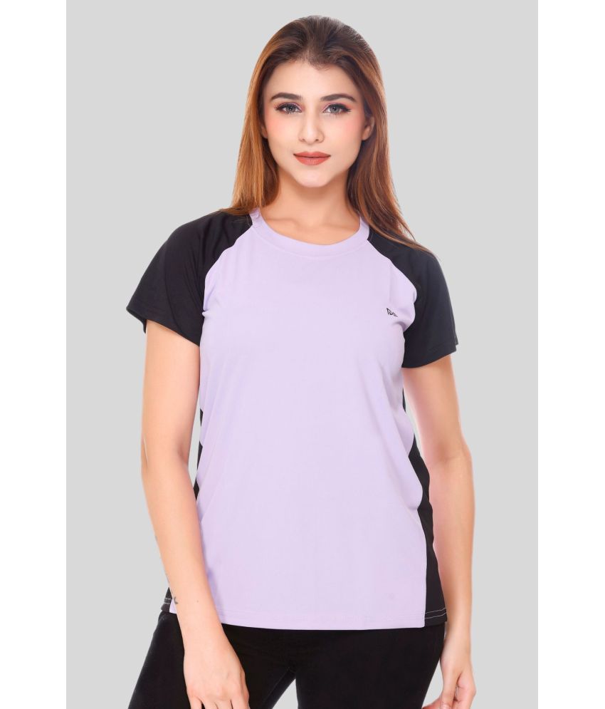     			White Moon Purple Polyester Lycra Tees - Single