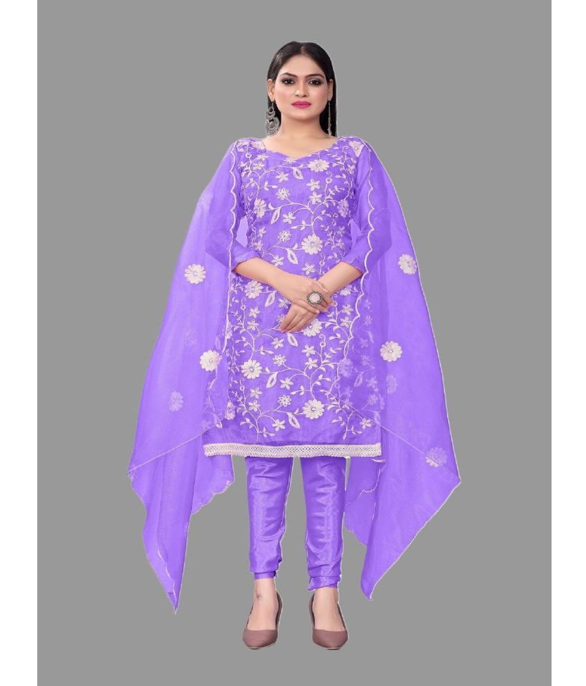     			Apnisha Unstitched Cotton Embroidered Dress Material - Lavender ( Pack of 1 )