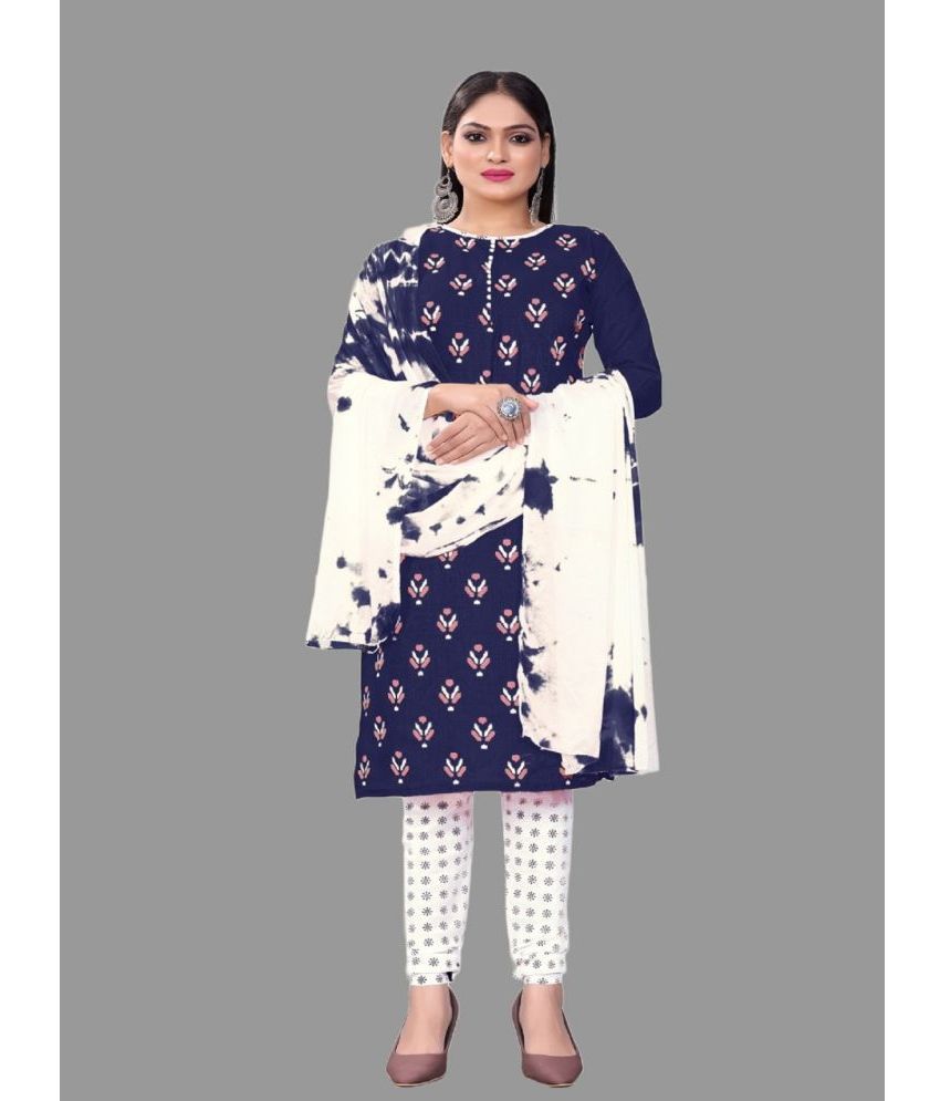     			Apnisha Unstitched Cotton Printed Dress Material - Navy Blue ( Pack of 1 )