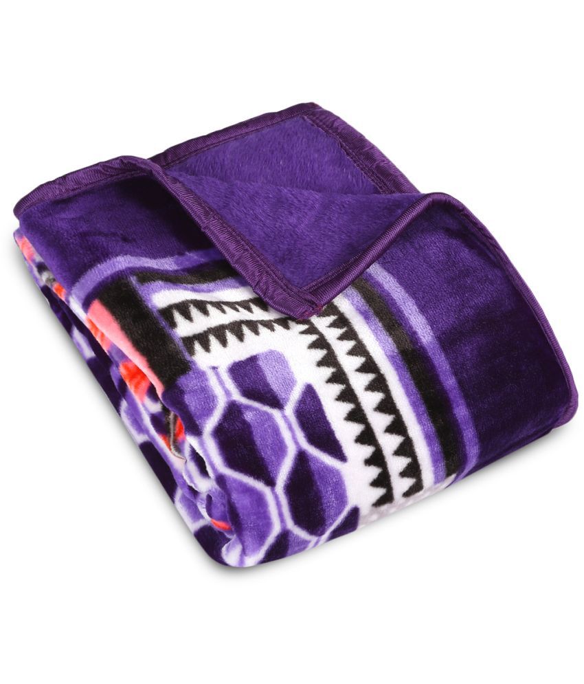     			HOMETALES Mink Abstract Print Single Blanket ( 150 cm x 205 cm ) Pack of 1 - Purple