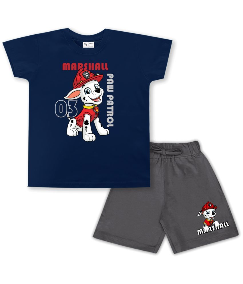     			MINUTE MIRTH - Blue Cotton Boys T-Shirt & Shorts ( Pack of 1 )