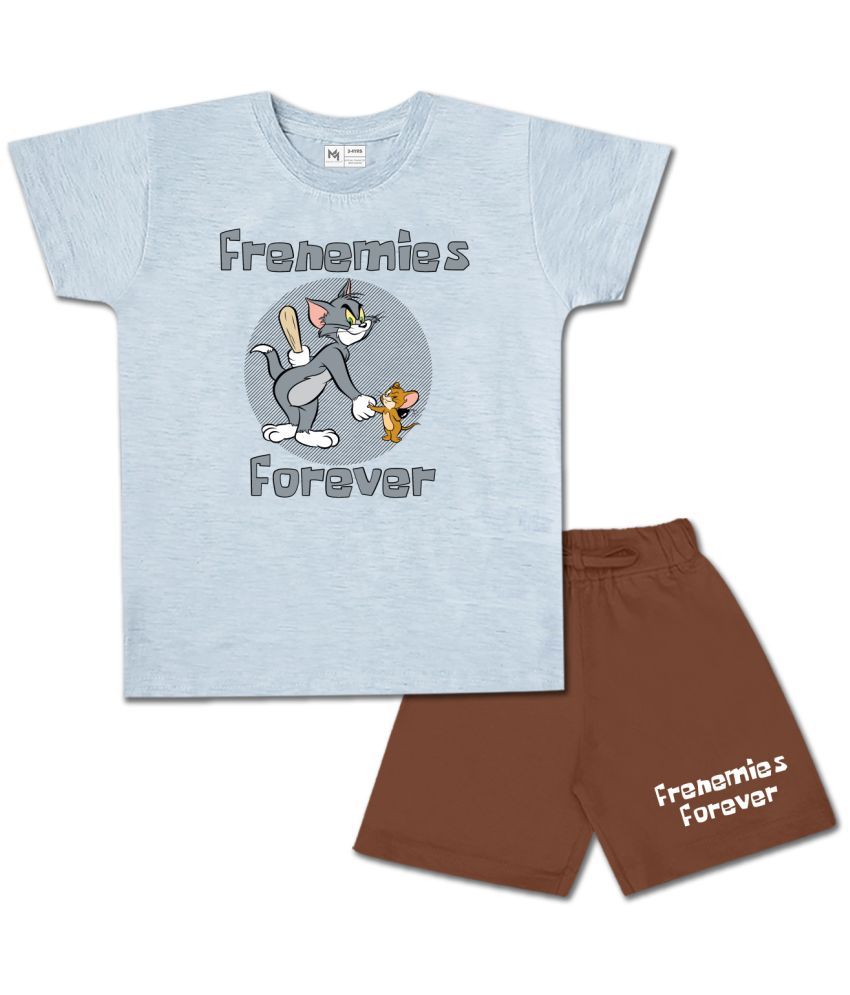     			MINUTE MIRTH - Grey Cotton Boys T-Shirt & Shorts ( Pack of 1 )