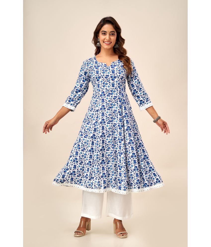     			NeshamaKurti Viscose Printed Anarkali Women's Kurti - Blue ( Pack of 1 )