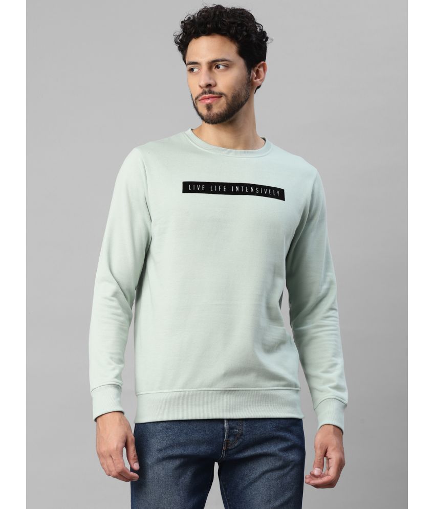     			UrbanMark Men Regular Fit Printed Full Sleeves Round Neck Fleece Sweatshirt-Mint Green