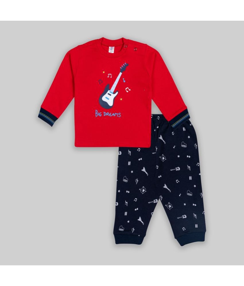     			Zero - Red Cotton Blend Baby Boy T-Shirt & Trouser ( Pack of 1 )