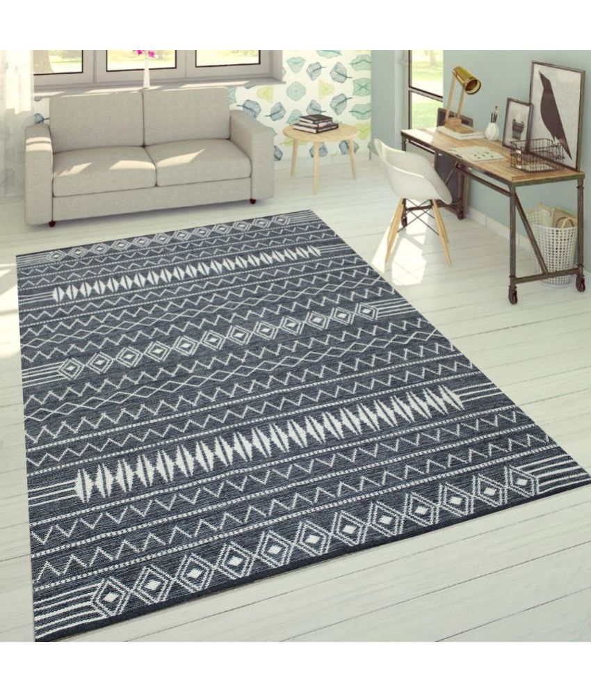     			MRIC Gray Cotton Carpet Geometrical 5x7 Ft