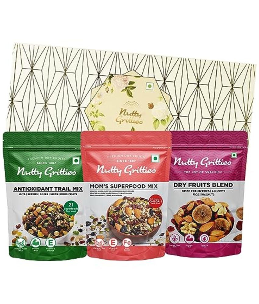     			Nutty Gritties Platinum Special Dry Fruits Gift Box 600g - Antioxidant Mix , Dry fruit Blend and Moms Superfood Mix ( Each Pack 200g )