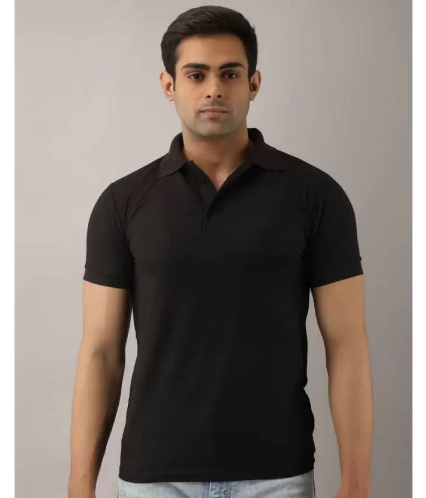     			SKYRISE Cotton Blend Slim Fit Solid Half Sleeves Men's Polo T Shirt - Black ( Pack of 1 )