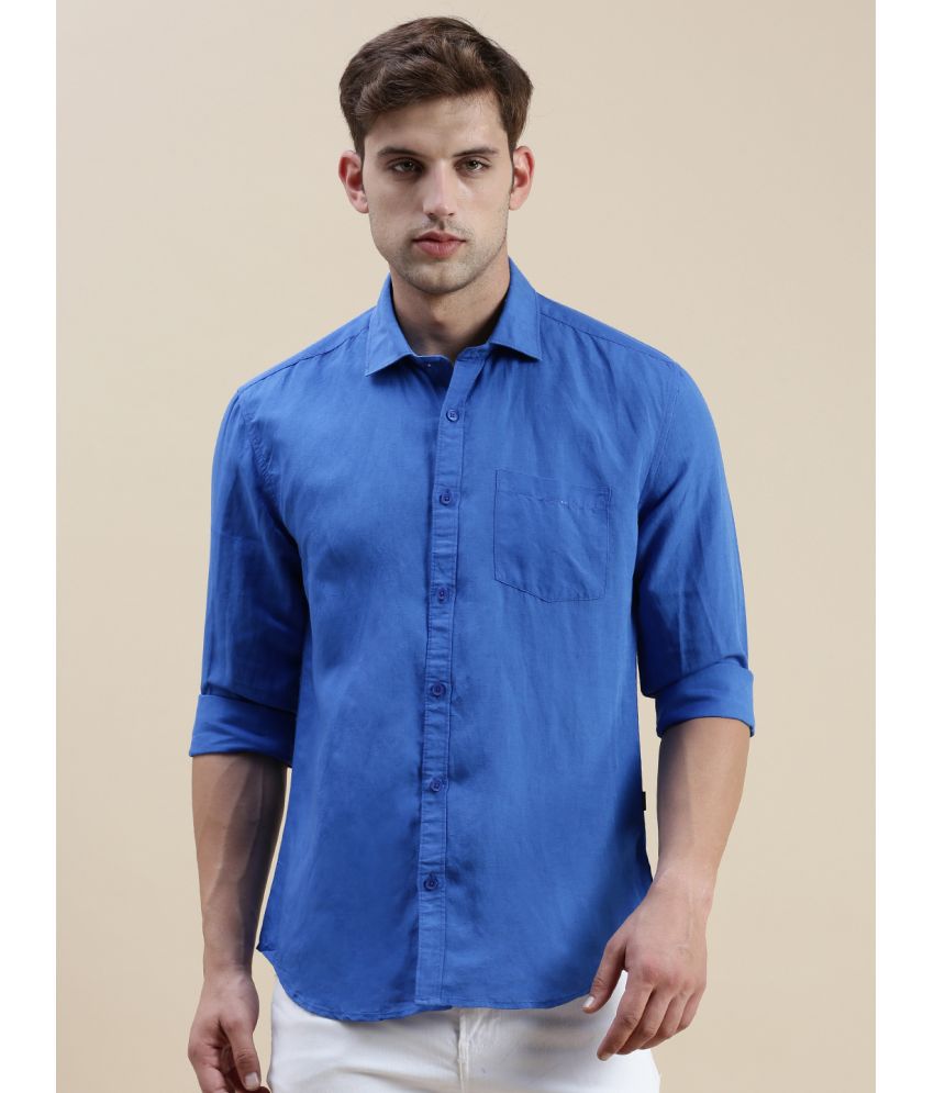     			Showoff Cotton Blend Regular Fit Solids Full Sleeves Men's Casual Shirt - Blue ( Pack of 1 )