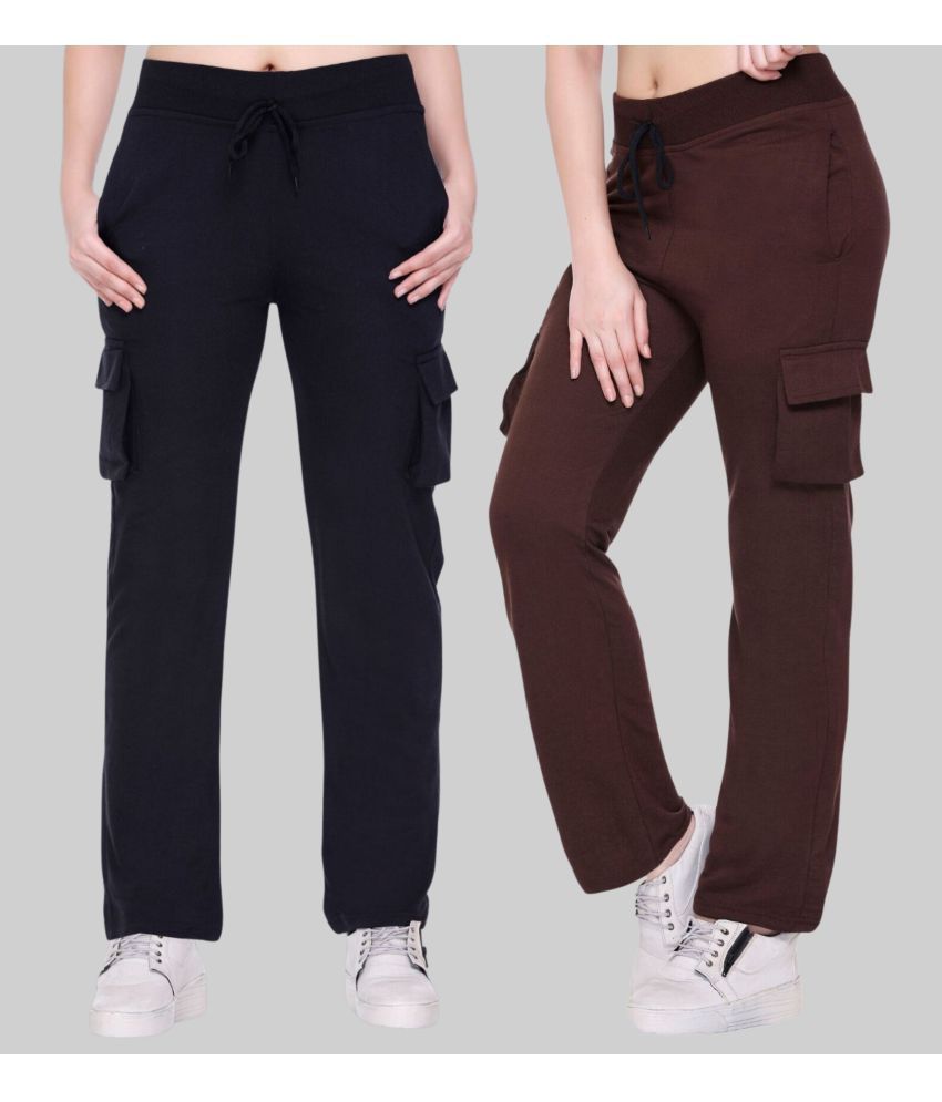     			White Moon - Black Cotton Women's Outdoor & Adventure Trackpants ( Pack of 2 )