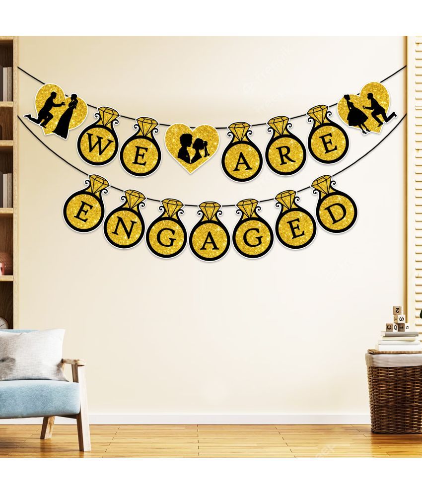     			Zyozi We are Engaged Banner Hanging Garland - Perfect Decorations for Bridal Shower, Engagement, Wedding Party Banner