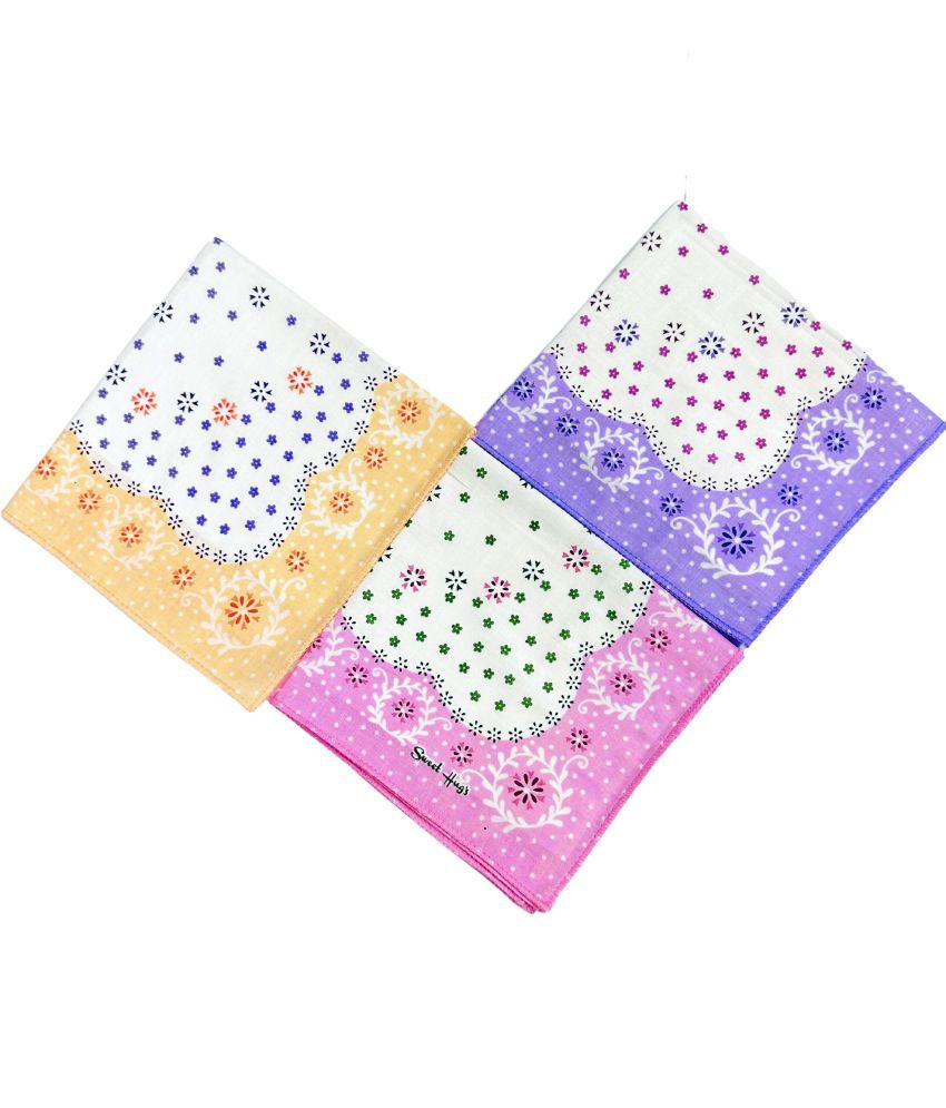     			royal mart Premium Cotton Handkerchief 11*11 – Soft Prints for Women/Girl/Design Will Vary Multicolor Handkerchief (Pack of 3)