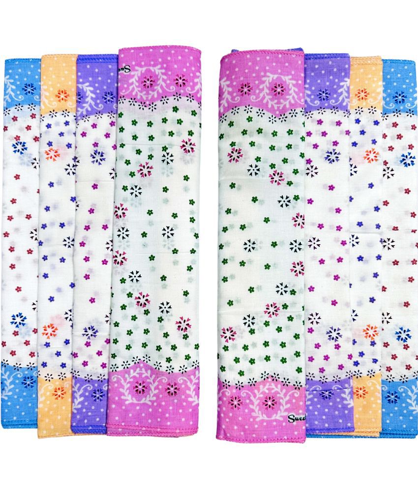     			royal mart Premium Cotton Handkerchief 11*11 – Soft Prints for Women/Girl/Design Will Vary Multicolor Handkerchief (Pack of 8)