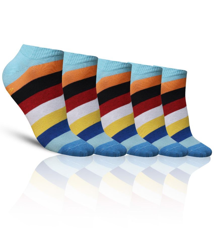     			Dollar - Cotton Men's Printed Blue Low Ankle Socks ( Pack of 5 )