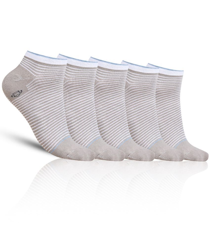    			Dollar - Cotton Men's Striped Light Grey Mid Length Socks ( Pack of 5 )