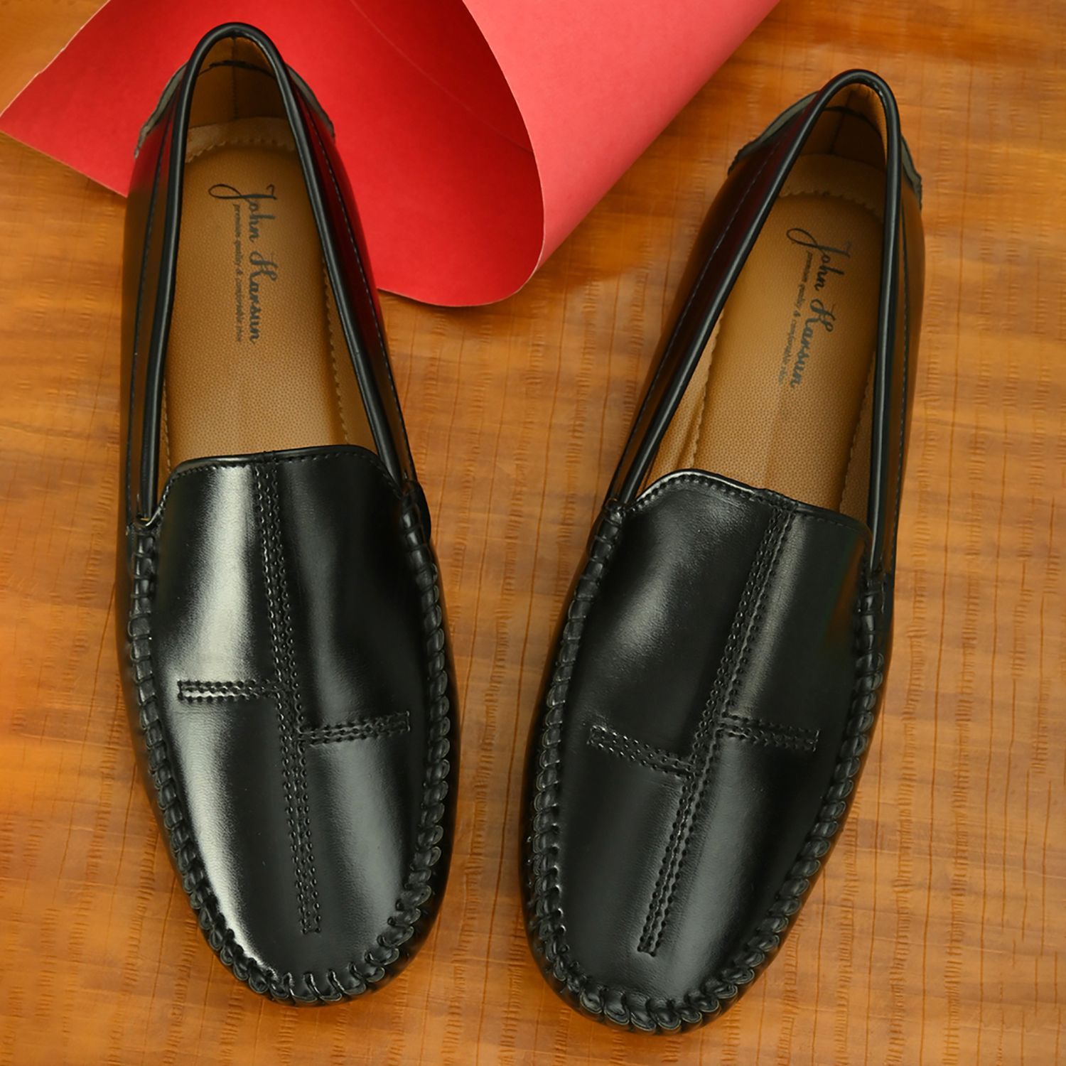     			John Karsun Black Loafers