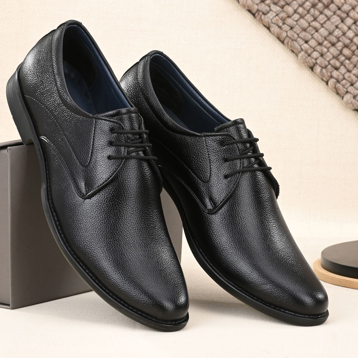     			John Karsun - Black Men's Derby Formal Shoes
