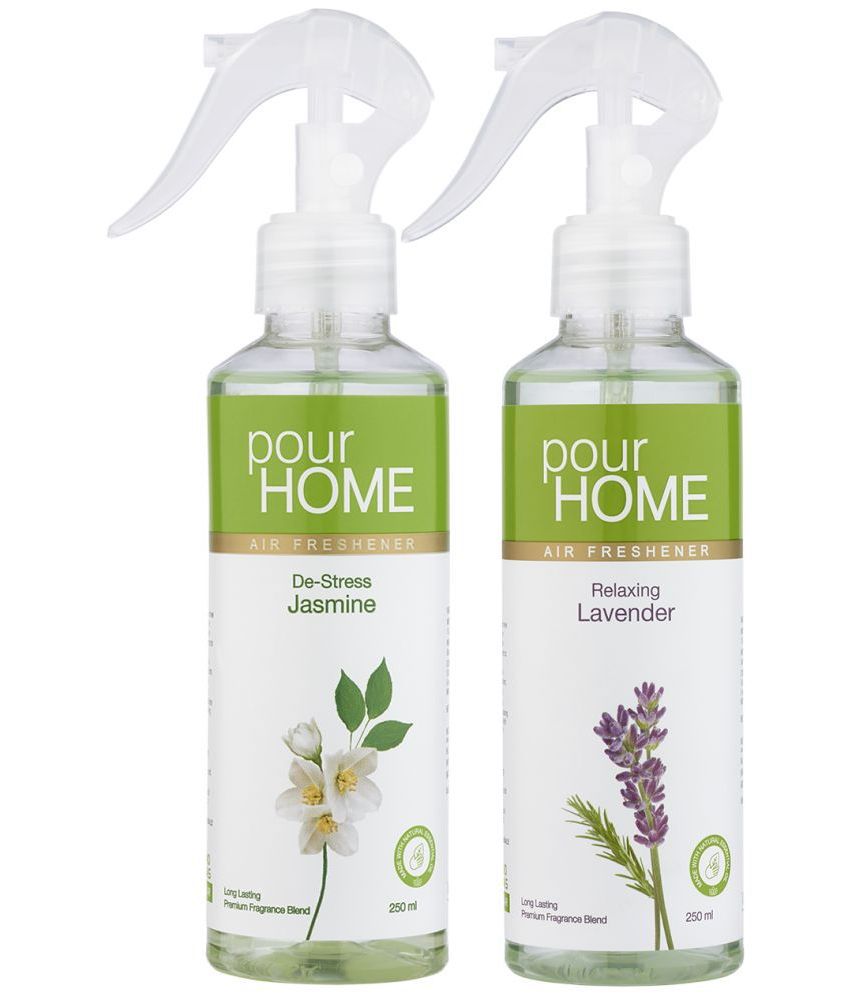     			POUR HOME Relaxing Lavender & De-Stress Jasmine No Gas Room Freshener Spray, 250ml Each (Pack of 2)