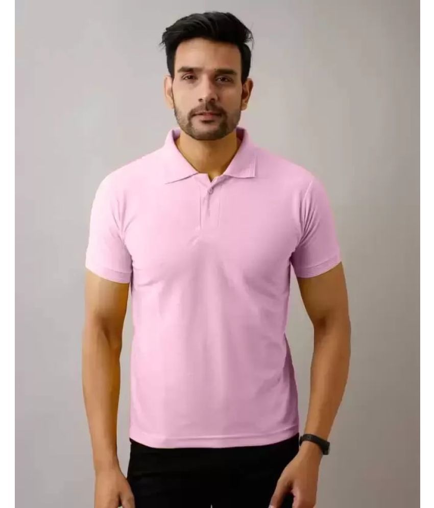     			SKYRISE Cotton Blend Slim Fit Solid Half Sleeves Men's Polo T Shirt - Pink ( Pack of 1 )