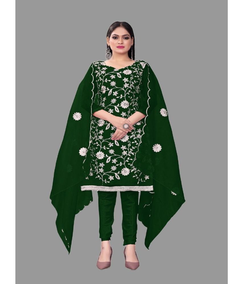     			Apnisha Unstitched Cotton Embroidered Dress Material - Green ( Pack of 1 )